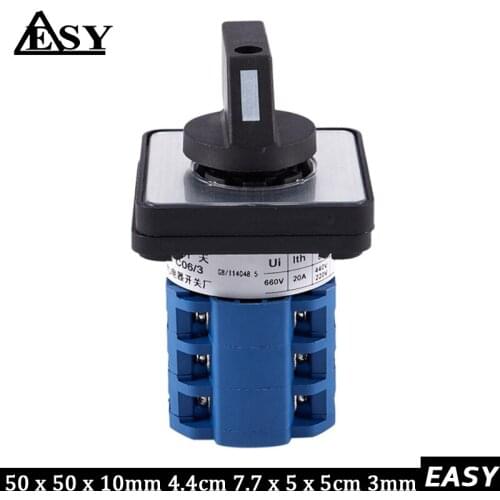 Square Panel Mounting 2-Position 3-Phase Rotary Changeover Switch CA10