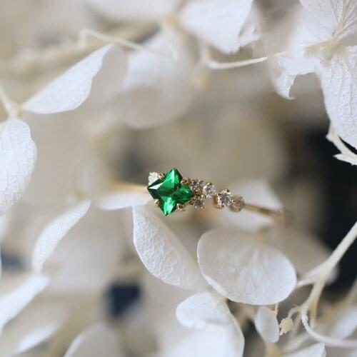 MENGYI Bohemian Minimalist Gold Ring Inlaid With Small Green Zircon Womens Fashion Accessories Party Gifts Daily Jewelry