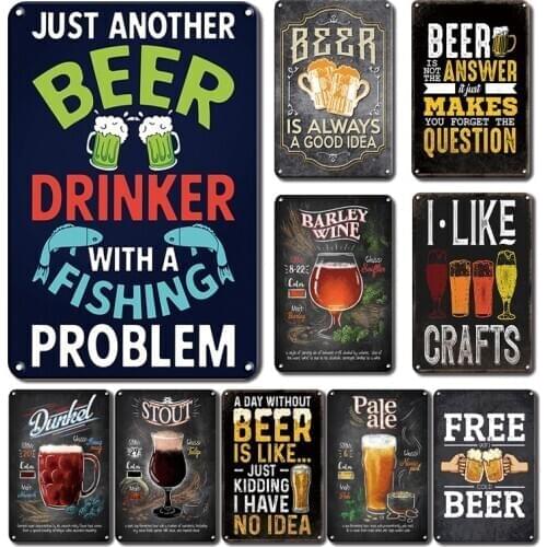 Cocktail Decoration Metal Plaque Sign Vintage Beer Poster Tin Sign Retro Tiki Bar Coffee House Decorative Metal Plate Wall Signs