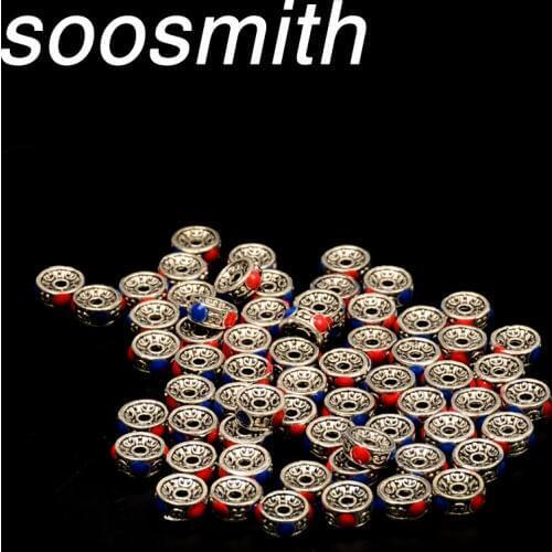 Soosmith Metal Antique Silver Spacer Beads Drip Oil Caps Charm Beads Loose Spacer Beads For Jewelry Making Wholesale Diy