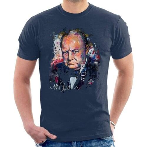 Original Portrait Of Winston Churchill Mens T-Shirt 2019 Fashion Tees Tops StreetWear T Shirt Solid Color Short Sleeve