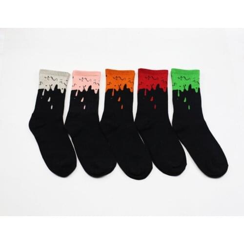 Men Women Cotton Novelty Street Hip Hop Basketball Long Socks Color Matching Harajuku Art Design Tie-dyed Street Trend