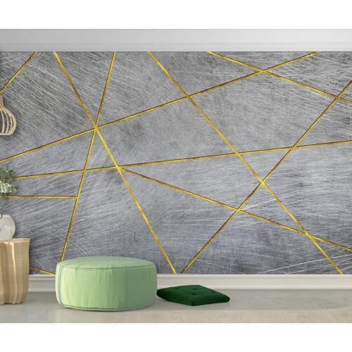 Bacal custom 3D wallpaper murals minimalist retro abstract grey geometric gold living room background wall decoration wallpaper