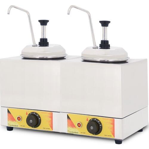2019 New product fruit jam sauce heating warmer machine jam dispenser with two tank for kitchen use with CE