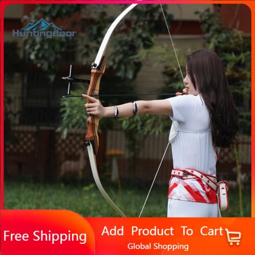 Huntingdoor Recurve Bow Hunting Removable Long Bows 62inch White Maple Practice Archery Shooting Sets for Beginner and Women