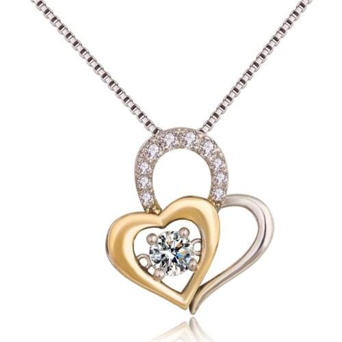 Trendy Necklace for Women 925 Silver Jewelry with Zircon Gemstone Heart Shape Pendant Ornaments Wedding Promise Party Wholesale
