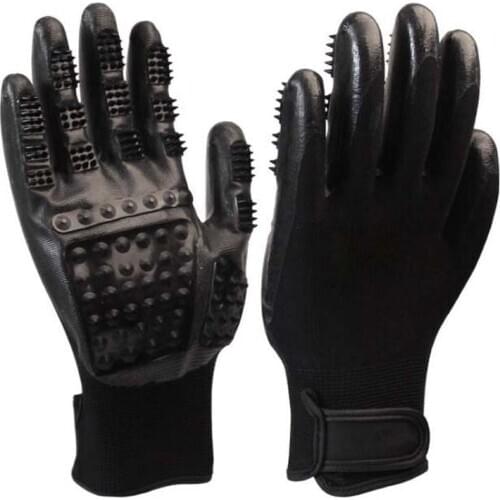 Soft Rubber Pet Grooming Gloves Shedding Bathing Hair Remover Glove Massage Brush Clean Comb for Cats Dogs Horses 1 Pair