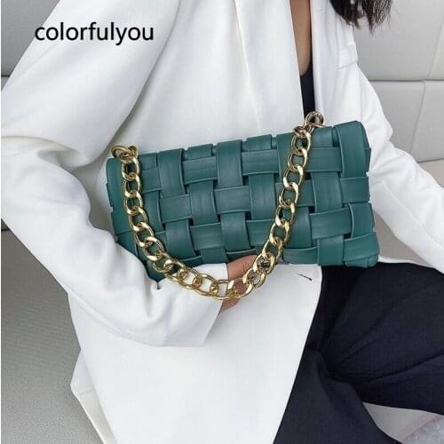 Weave Handbag NEW Designer Crossbody Bags for Women 2021 PU Leather Luxury Solid Color Chain shoulder Messenger Bag Purses