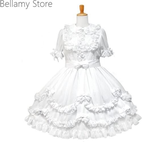Retro Lolita daily solar system Doll Collar Lace Wood ear edge decoration Short sleeve Back up Big pendulum Fluffy skirt