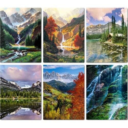 QIZITENG Diy Diamant Schilderij Waterval Landschap 5d Handwerk Volledige Vierkante Diamanten Borduurwerk Kruissteek Berg Wall