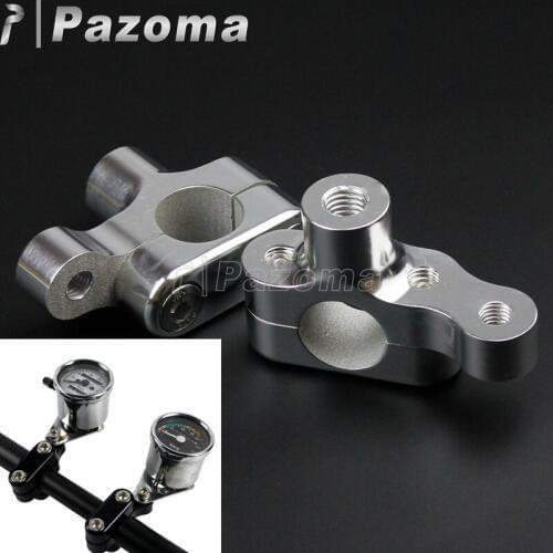 Silver Motorbike 1" 25mm Handlebar Risers with Meter Bracket Universal for Harley Dyna Cafe Racer Sportster XL 883 1200 04-19