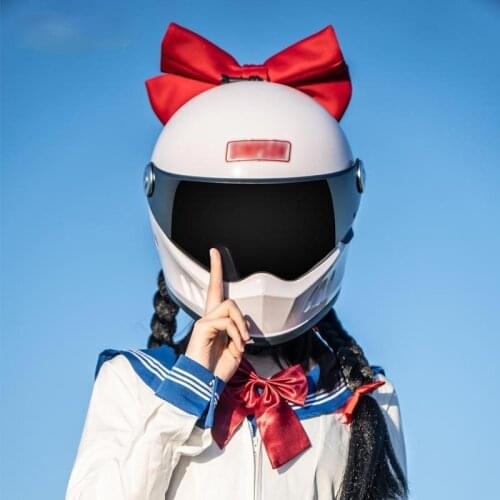 Lemon Sister Helmet Motorcycle Braid Girl Summer Knight Lovely Retro Full Helmet Cute Helmet Cosplay Pink Bow Casco Moto 833