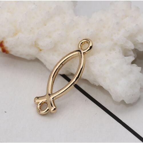 DoreenBeads Zinc Based Alloy Connectors Jesus/ Christian Fish Ichthys Gold / Silver Color 22mm( 7/8") x 8mm( 3/8"), 20 PCs