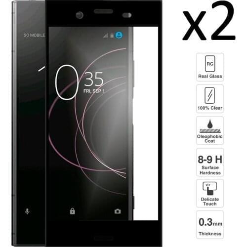 Sony Xperia XZ1, Set 2 pieces tempered glass screen protector anti-scratch ultra thin easy to install