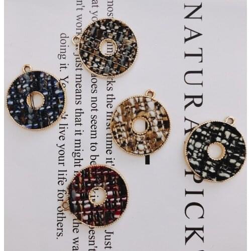 Alloy Round Pendant Necklace Charms DIY Material Jewelry Earring Accessories