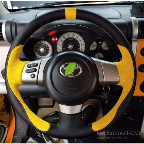 Hand-stitched suede leather carbon fiber car steering wheel cover for toyota fj cruiser Automotive interior car accessories