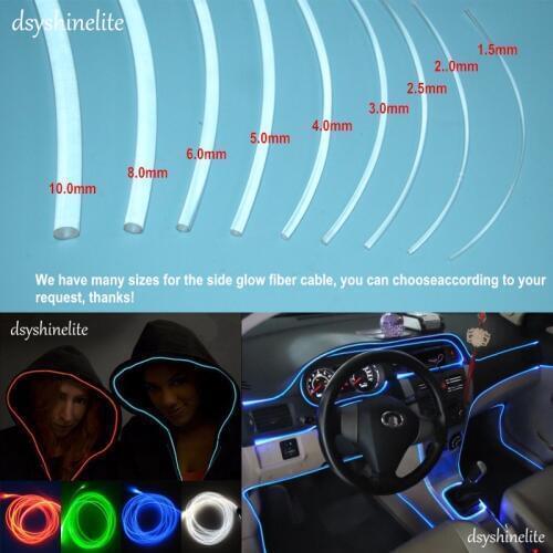 Dia 1.5mm-8mm Superbright Side Glow Optic Cable for Car Decoration Atmosphere Light Optic Cable Edge Light EL Wire Replacement