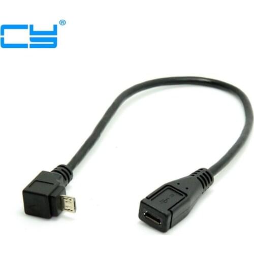 Down Direction 90 Degree Angled Micro USB 2.0 5Pin Male to Female Extension Cable for Cell Phone Tablet