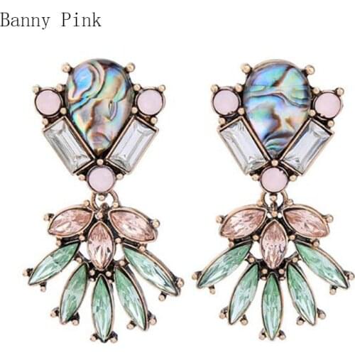 Vintage Geo Resins Pendant Studs Earrings For Women Ethnic Alloy Geo Statement Post Earrings Fashion Jewelry Pendientes Bijoux