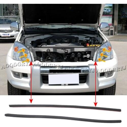 1 Pair For Toyota Prado FJ120/LC120 2003-2009 Front Bumper Headlight Sealing Beading Rubber Lining Moulding Car Accessories