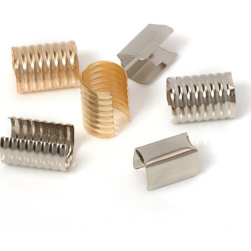 100Pcs 8x13mm Leather Cord Fastener Crimping Flat Foldble String Rope Clip Accessories For Diy Handmade Jewelry Making Findings