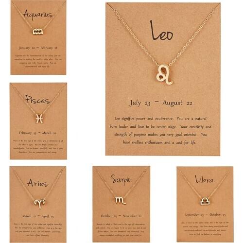 12 Constellation Pendant Necklaces Jewelry Choker Necklace Zodiac Sign Charm Necklace Birthday Gifts Aquarius Pisces Leo Virgo