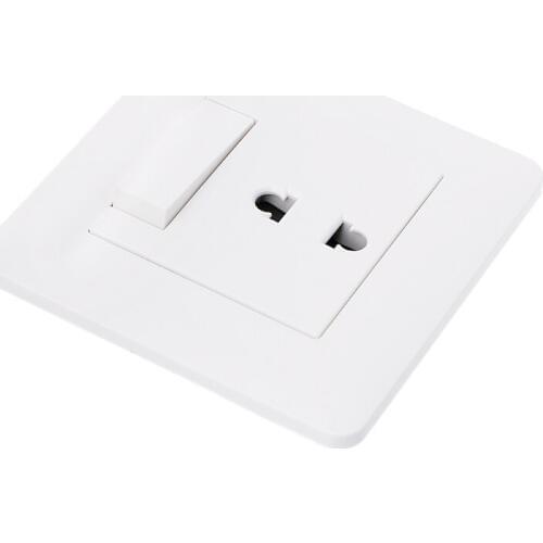 2 Hole Universal Power Socket With 1 Gang 2 Way Light Switch Porcelain White