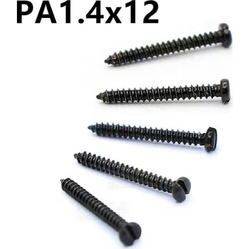 200PCS GB5282 Slotted round head self-tapping pointed tail screw PA1.4x12 hardened self-tapping precision pan head slender screw