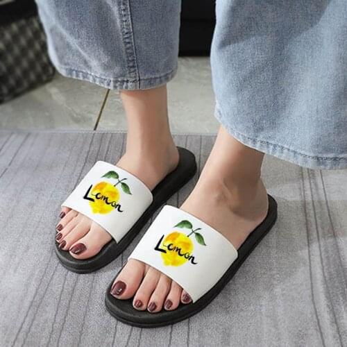 2021 Hot New Summer Slide Sandals Lemon fruit Printed Kawaii Cartoon Ladies Slippers women slippers zapatillas mujer