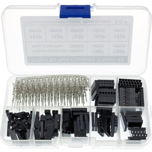 310pcs/A Set Dupont Wire Jumper Pin Header Connector Housing Kit Male Crimp Pins+Female Pin Connector Terminal Pitch With Box