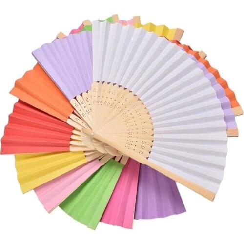 50PCS Folding Paper Hand Fan Ladies Baby Gift Wedding Return Gift Birthday Party Decoration