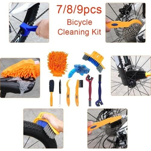 7/8/9pcs Cleaning Set Bicycle Mountain Bike Chain Washer Cleaning Tool Brush Set Bicycle Accessories Repair Tools Kit