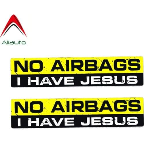 Aliauto 2 x Funny No Airbags I Have Jesus Interesting Car Sticker Decal Automobiles & Motorcycles PVC,15cm*3cm