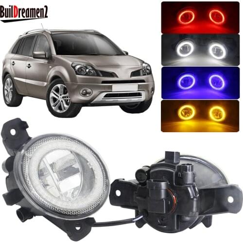 2 Pieces Car Angel Eye Fog Light 4000LM Front Bumper LED Fog Lamp DRL H11 12V For Renault Koleos I 2008-2015