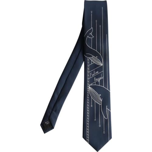 Free Shipping New Male mens Original design printed tie students gift necktie Fallen Angel blue tie whale literature retro