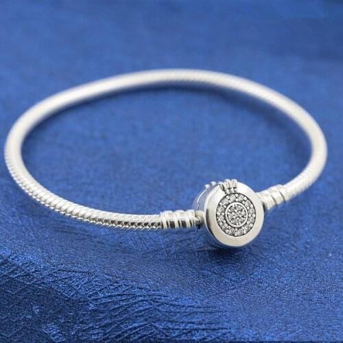 Spring Moments Snake Chain Bracelet with Daisy Flower Clasp 925 Sterling silver Bracelets for women fit charms beads DIY Jewelry
