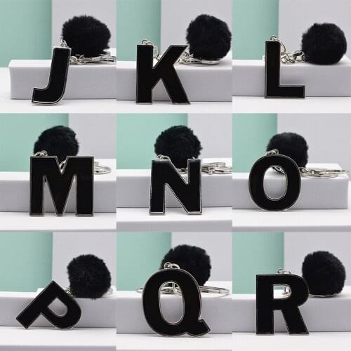 Letters Pendant Black Stone RingWomen Cute Car Acrylic Glit Keyring Holder Charm Bag Couple Bag Gifts