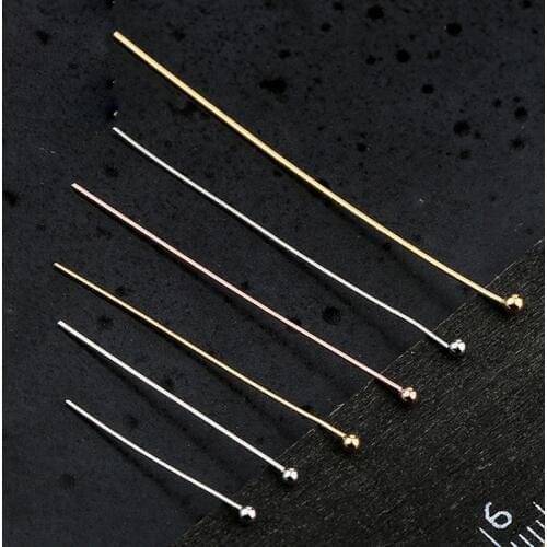 5pcs/lot 925 Sterling Silver Round Ball Pins 20 25 30 35 40 45mm Length Beading Pendant Needles DIY Jewelry Findings Supplier