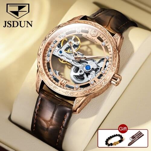 Luxury Mens Watches Automatic Mechanical Sapphire Skeleton Sport 50M Waterproof Leather Watch For Men 40MM Relogio Masculino