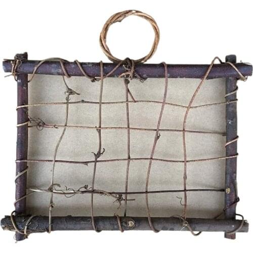 Air Plant Frame Holder Air Plant Rattan Frame Tillandsia Holder Wood Wall Frame Home Decor(Plants Are Not Included)