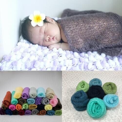 Clearance! 3pcs/lot Handknit Soft Stretch Real Mohair Baby Wraps 60x30cm Infant Wrap for Newborn Baby Photography Accessories