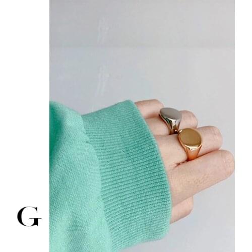 GHIDBK Hot Sale Minimalist Gold Silver Color Geometric Circle Glossy Rings Simple Demo Street Style Ring Stainless Steel Jewelry