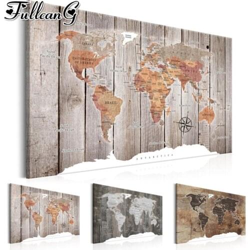 FULLCANG Vintage world map abstract mosaic embroidery kits 5d diy diamond painting full square round drill decoration FC3545