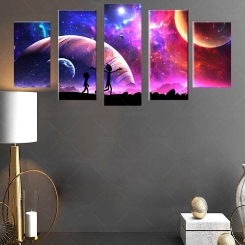 Canvas Pictures Home Wall Art Decor 5 Pieces Morty Painting For Living Room HD Prints Animated Cartoon Poster frame