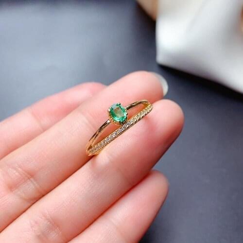 100% 925 sterling silver Natural green Emerald Rings fine Jewelry gift women wedding wholesale new plant wedding mj0304881agml