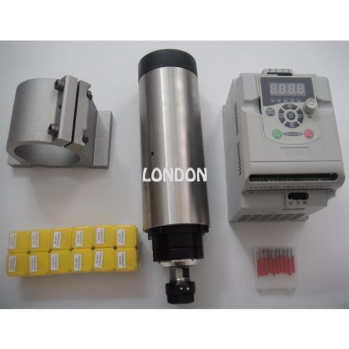 CNC spindle kit ER20 2.2KW air cooling spindle + 1 pieces 2.2KW VFD inverter+ spindle support+ ER20 collets+CNC engraving bits