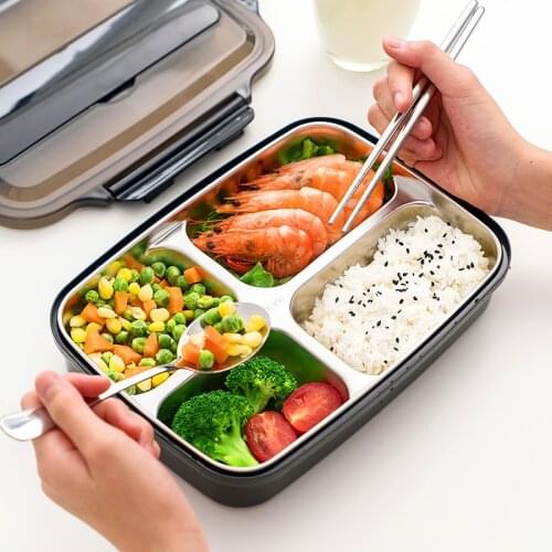 Lunch Box For Kids With Compartment 304 Stainless Steel Bento Box Leak-proof Food Container Dinnerware