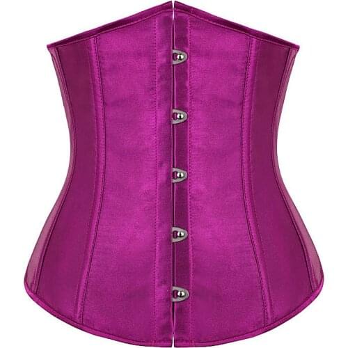 Waist Trainer Body Shaper Tummy Shapewear Satin Corset Front Buckle Closure Plus Size Binder Corselet Women Solid