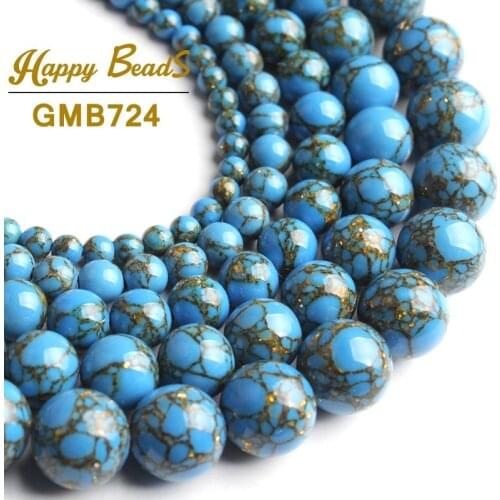 Blue Shell Howlite Stone Beads Round Loose Spacer Beads 15'Strand 4/6/8/10/12mm Natural Stone For Jewelry Making DIY Bracelets