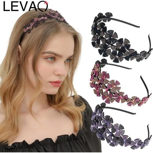 Levao Fashion Shiny Rhinestone Headband Hair Bands Hoop For Women Elegant Crystal Hairbands Bezel Hair Accessories Headpieces
